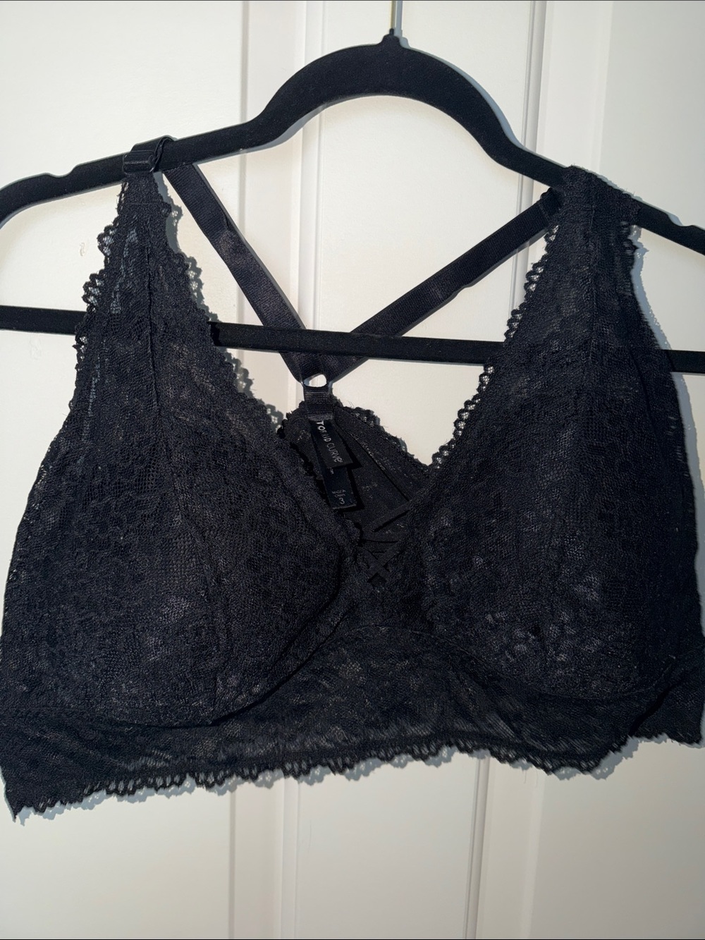Black Lace Bralette with Crisscross Back Straps